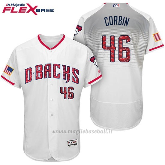 Maglia Baseball Uomo Arizona Diamondbacks 2017 Estrellas y Rayas 46 Patrick Corbin Bianco Flex Base